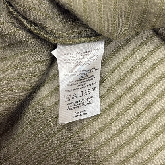 Ann Taylor LOFT Woven Striped Boxy Button Down Oversized Shirt Green Large - Picture 10 of 10
